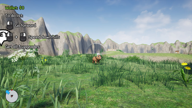 Player hamster staying still on top of a hill, showing off the soda hat upgrade.